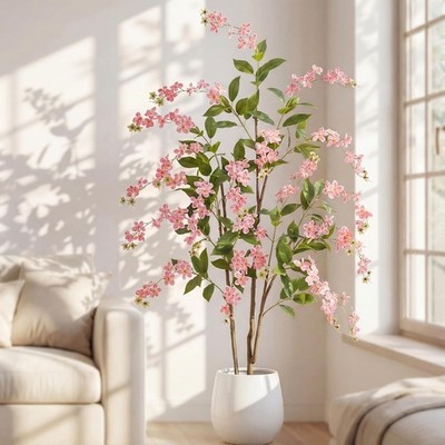 6 FT Artificial Flower Tree Fake Jasmine Plant, Potted Silk Tree