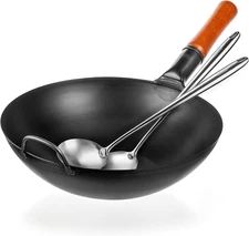 Carbon Steel Wok and Stir Fry Pans 13,5 “ + 17’’ Wok Spatula and Ladle
