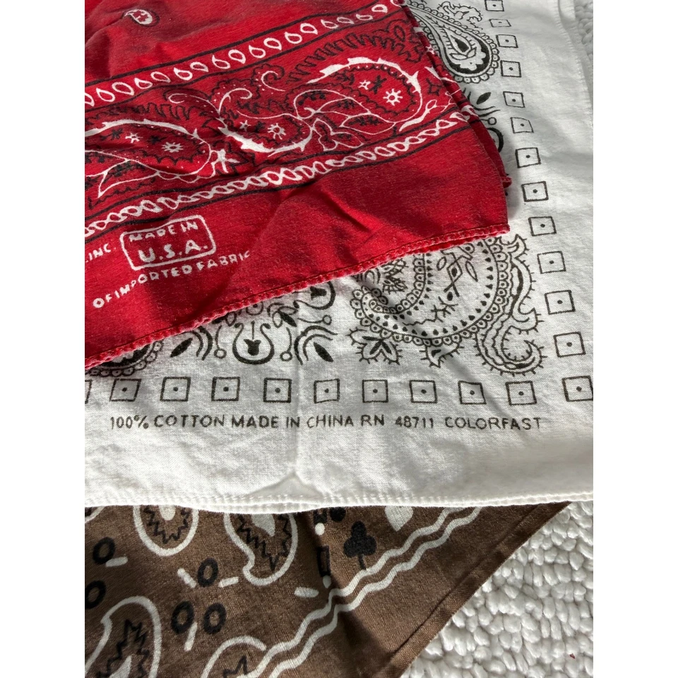 Juego de 3 pañuelos de algodón de colección color rápido cachemir EE. UU. China RN13960 RN48711 Foto 3 de 4
