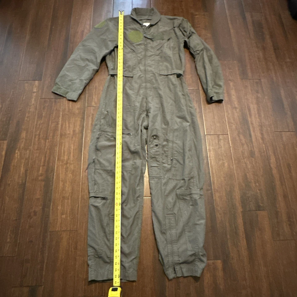 US ARMY USAF CWU-27/P Flight Suit Coveralls Sage Green Size 42R - Image 2 of 4