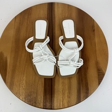 New NWOB Womens Azalea Wang Stetson White Casual Leather Slides Sandals Size 8