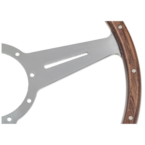 MG AH Triumph Steering Wheel 15" Wood rim Silver alloy slotted - Tourist Trophy - Foto 2 di 2