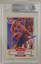 Dennis Rodman Autographed 1990-91 Fleer Card #59 Pistons Beckett BAS