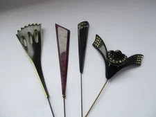 Art Deco hatpins x 3 & hat flash - hat pins plastic/Celluloid