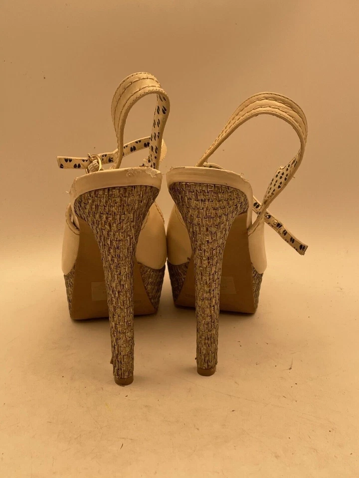 Salto Jessica Simpson Eddy Slingback Feminino Tamanho 6.5 Off White Peep-Toe - Imagem 3 de 4