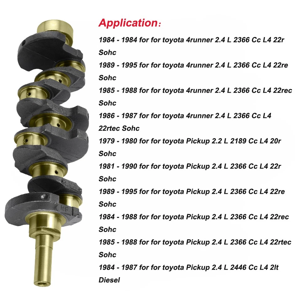 Комплект коленчатого вала и стержневых подшипников 2,4 л для пикапа Toyota 4RUNNER 22R 22RE 1984-1995 - Изображение 4 из 4