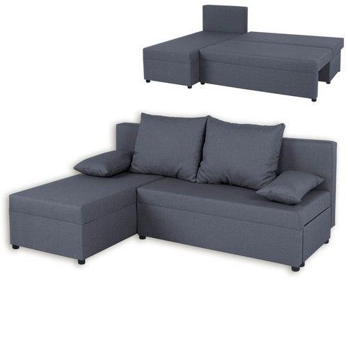 Ecksofa - grau - Webstoff - mit Liegefunktion Sofa Wohnlandschaft Couch - Bild 3 von 10