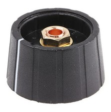 Sifam Potentiometer Spannzangenknopf schwarz, Durchmesser 29 mm mit weißem Indikator, 6 mm Schaft