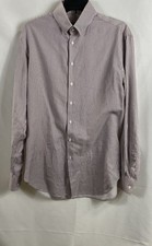 Giorgio Armani Men's Purple Striped Long Sleeve Button Down Shirt Sz 40 15.75