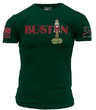 Mens Grunt Style GREEN SS T SHIRT Bustin Nuts Nutcracker - Medium