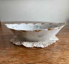 Vintage Limoges France Haviland Serving Bowl w/ Blue flowers Gold Trim - 9.5