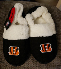 NFL Cincinnati Bengals Women's Faux Fur Slippers House Shoes Size XL 11-12 NWT