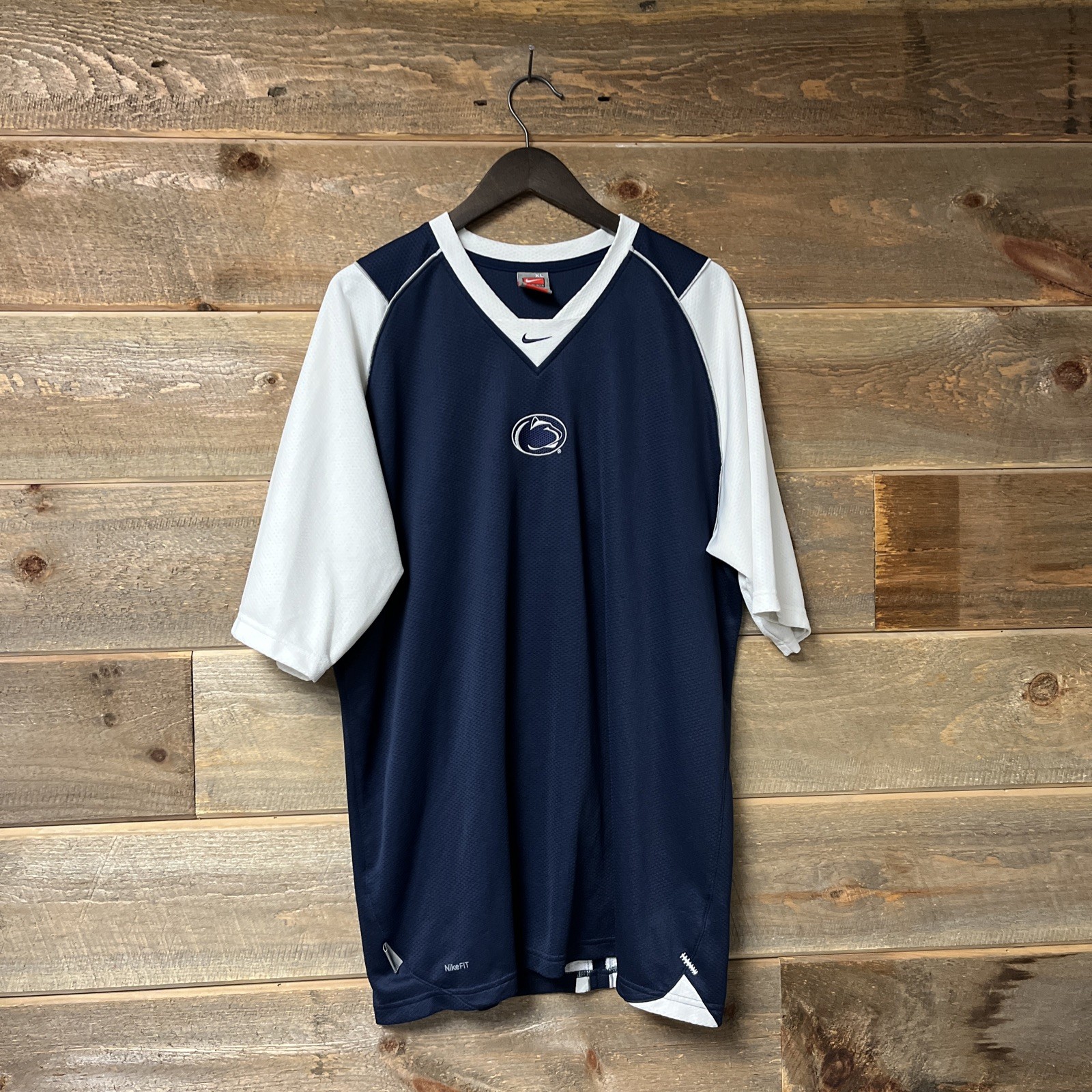 Vintage Y2K Penn State Nike Team Center Swoosh Warmup Shirt Mens XL Blue Lions