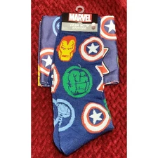 Marvel Mens Avengers Heroes Symbols Crew Sock Size 6-12 & Bandana Combo