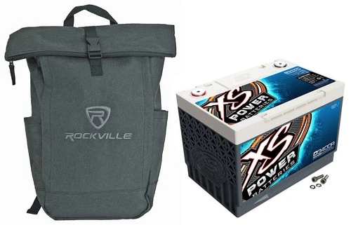 XS Power D3400 3300 Amp AGM Power Cell Car Audio Battery + Backpack