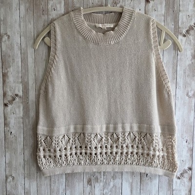 Solitaire Womens Knit Soft Crop Top Size M Beige Never Worn