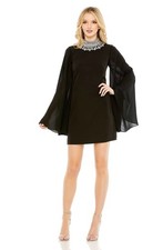 Mac Duggal 49607 Angel Sleeves Rhinestone Collar Dress, Size 4 MSRP $498
