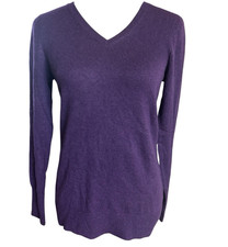 ALEX MARIE 100 Cashmere V Neck Womens Sweater M Purple Lightweight Pullover