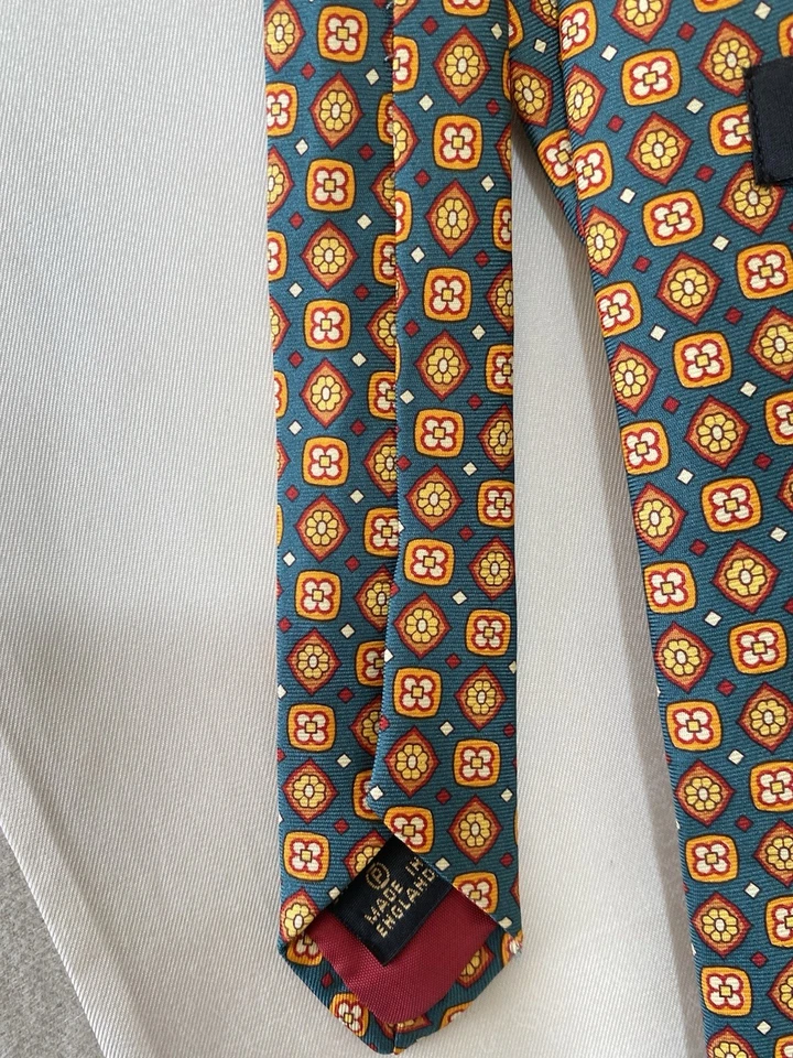 J.PRESS corbata de seda para hombre con patrón floral naranja m en Inglaterra EX CON Foto 3 de 4