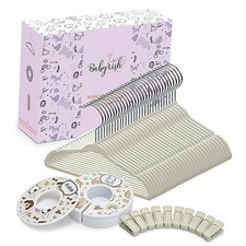 Unisex Nursery Closet Organizer Set - 30X Velvet Hangers for Baby Clothes Beige