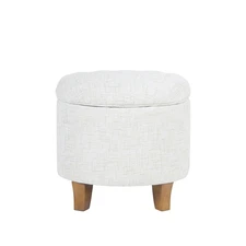 Home Decor | Upholstered Round Tufted Foot Rest Ottoman | Ottoman with Storag...