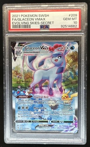 2021 Pokemon SWSH Evolving Skies Glaceon VMAX #209/203 PSA 10 GEM MINT