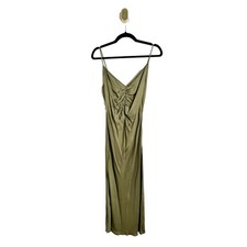 ASTR the Label Valinda Olive Green V Neck Ruched Slip Dress Medium