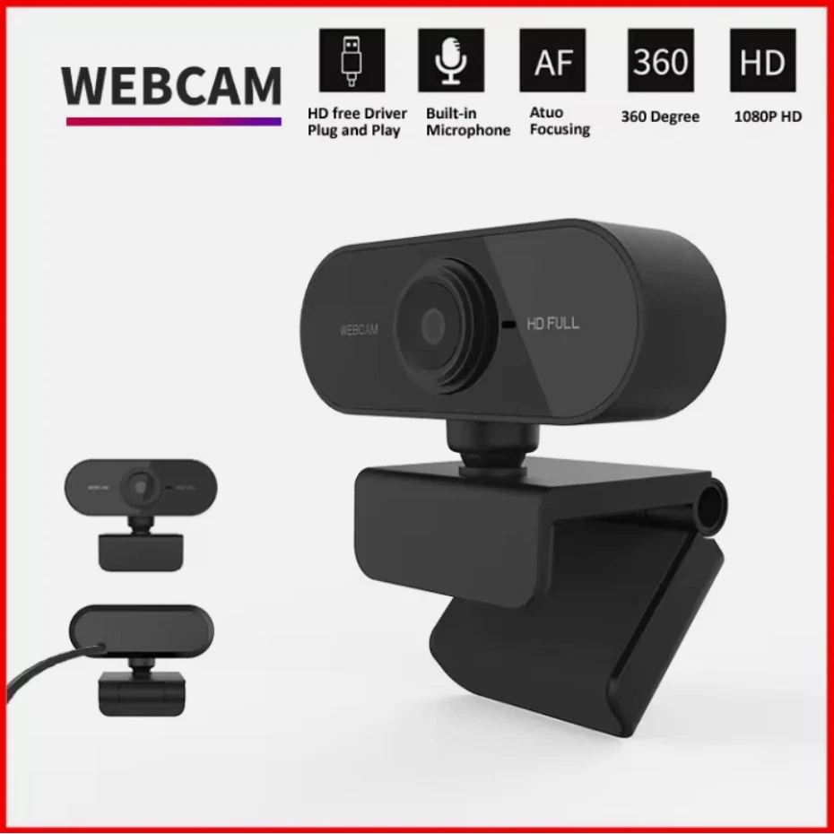 Full HD 1080P Webcam mit Mikrofon USB Plug & Play PC Laptop Kamera für Videoanru