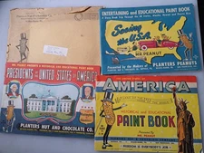 THREE Planters Nut and Chocolate Company Paint Books 1949-mid 50s