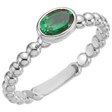 Sterling Silver Stackable 1 Oval Birthstones Mothers Ring, Moms jewelry gift