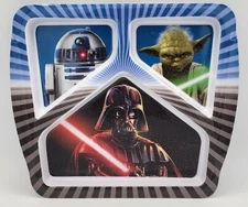 Zak! STAR WARS Melamine 3 Section Plate RARE DESIGN Yoda Darth Vader R2-D2