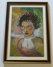 CASTALDI VINTAGE CONTEMPORARY PAINTING EXPRESSIONIST MODERNISM PORTRAIT WOMAN 