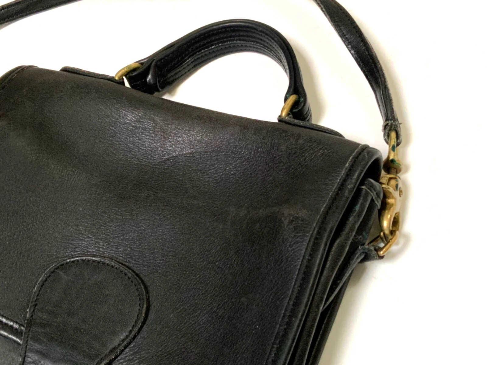 Borsa stazione Coach vintage in pelle marrone E6L 5130 con cinturino