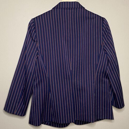 The Limited Blazer Jacket Women Large Blue Burgundy Striped Career Business Read - Picture 2 of 9