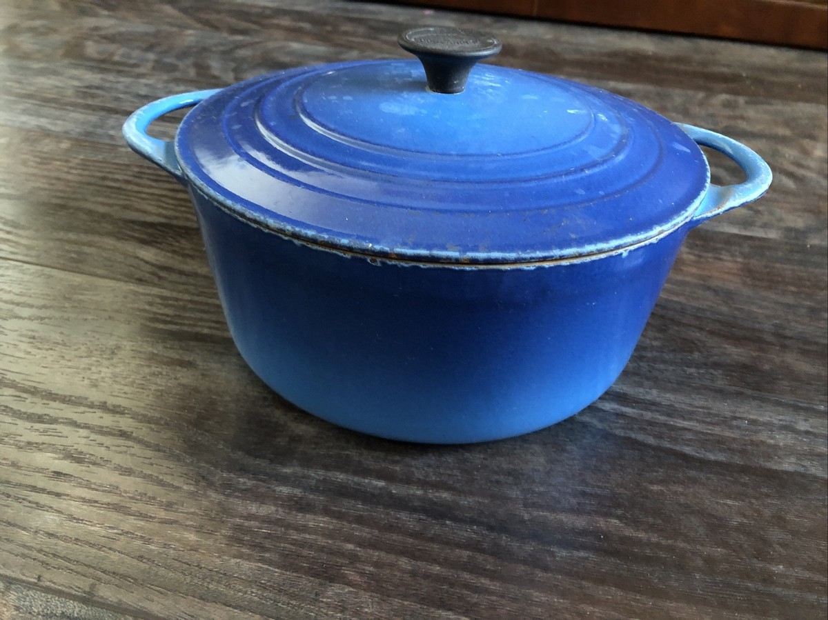 Cousances # 22 Cast Iron Enamel Dutch Oven Blue 9”d X 4