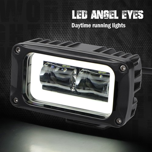 2x 4" LED Work Lights Bar Spot Pods White Halo Fog Driving Offroad Truck 4WD ATV - Picture 11 of 14