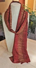 Accessory Street oblong leopard spot scarf; poly semisheer 56x15; rust tan+