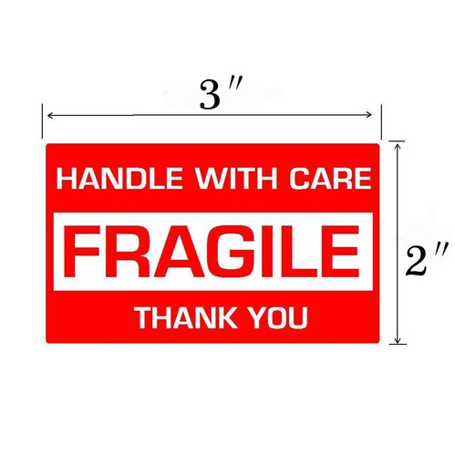 5000 Fragile Stickers 2x3 HANDLE WITH CARE Pack Shipping Warning Labels 10 Rolls - Picture 5 of 7