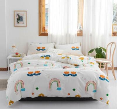 3D Regenbogen Blume NAM94768 Bett Kissenbezüge Decke Bettdecke Abdeckung Set Fay