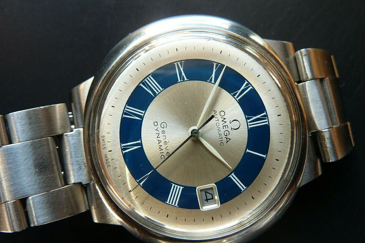超希少☆腕時計　OMEGA AUTOMATIC Genave DYNAMIC OMEGA AUTOMATIC GENEVE DYNAMIC BLUE/SILVER ROMAN NUMERIC