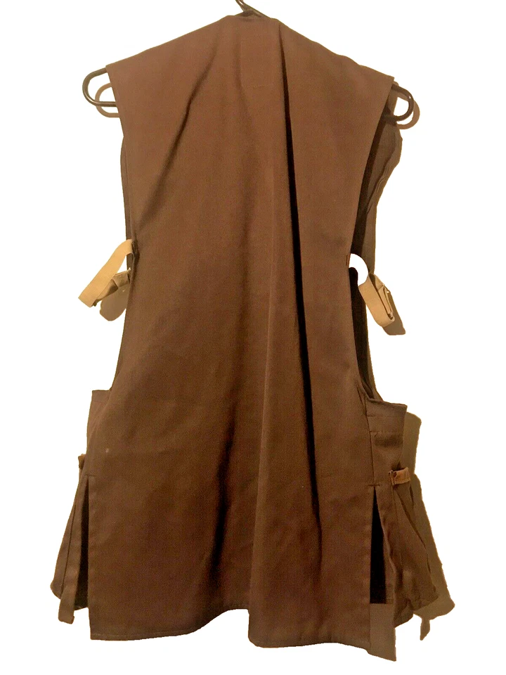 Vtg Bob Allen Gun Club Shooting Vest Brown Hunt Trap Skeet Med Pins/Patch FLAW - Image 2 of 4