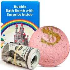 1 Cash Money Bath bomb Random Bill Inside handmade in USA w/ Rich Blossom Aroma