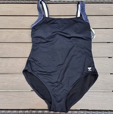 TYR Durafast Sonoma Square Neck Controlfit Black Women 1-PC Swimsuit SZ 22 New