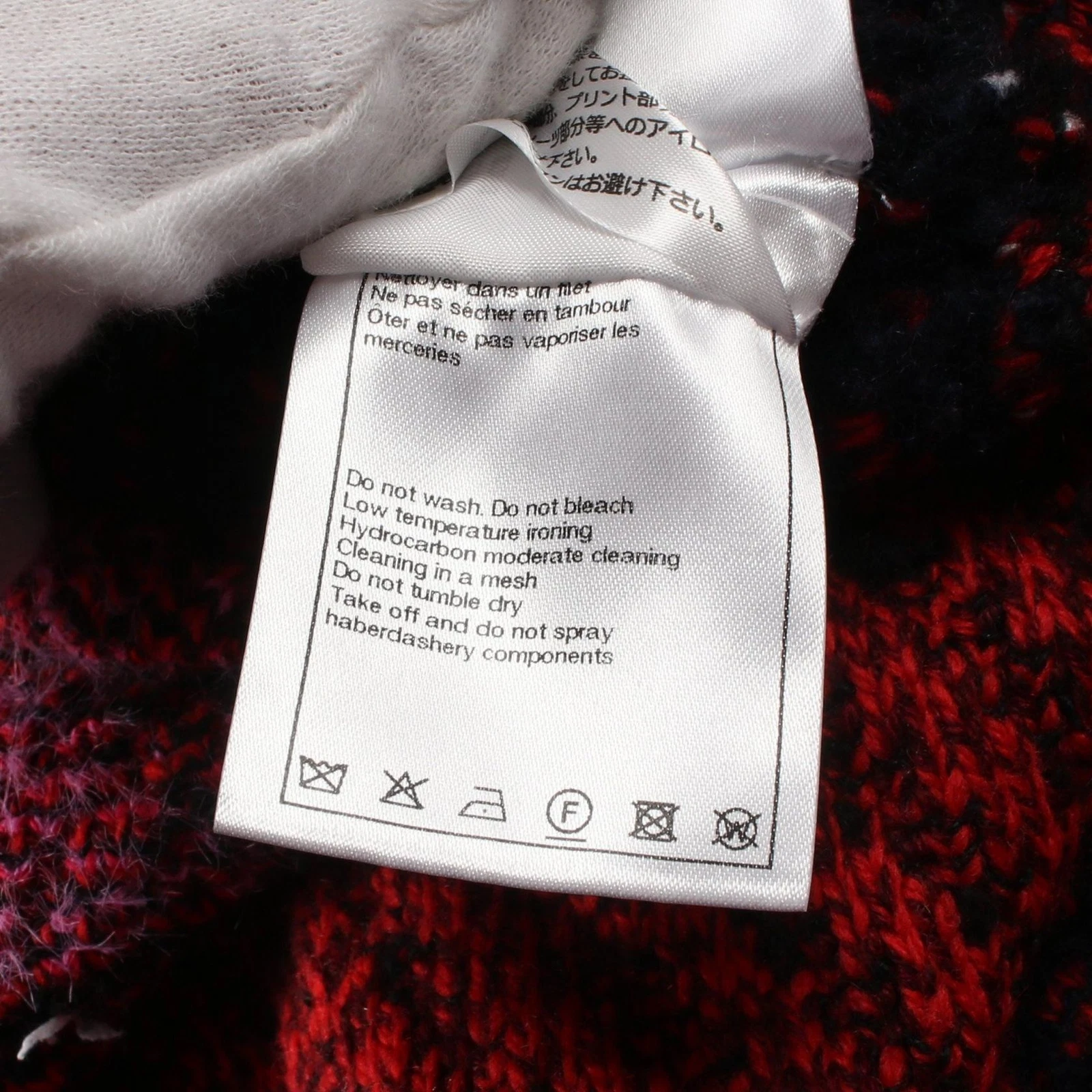 CHANEL cardigan maglia giacca P75706 cashmere lana nero rosso usato donnaa ta
