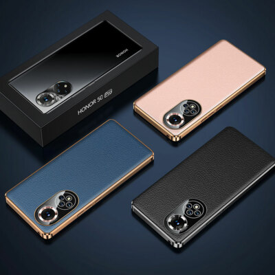 For Honor 50 50 Pro SE Nova 9Pro Genuine Leather Plating Bumper  Lens Frame Case