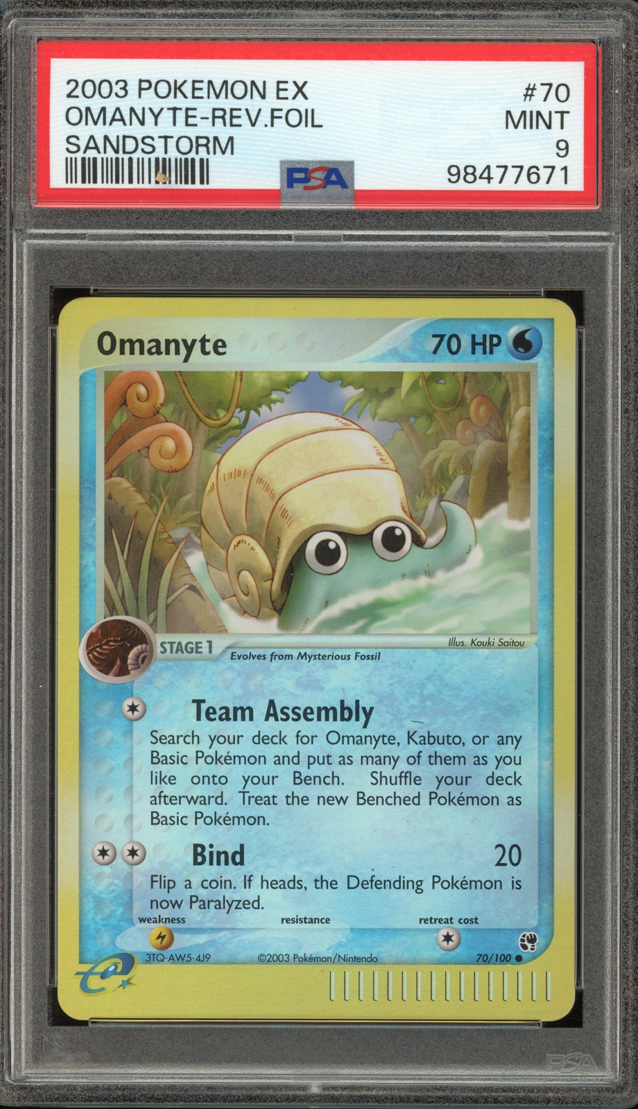 Pokemon Omanyte EX Sandstorm Reverse Holo #70 PSA 9 Mint