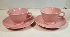 Vintage 1940's LuRay Pastels Pink Teacup and Saucer Set of Four
