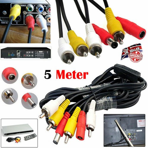 5m - 50M CCTV Security DVR Camera Phono RCA AV Audio Video DC Power Cable Lead - Picture 2 of 5