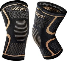 Copper Knee Braces for Men and Women 2 pack -Knee Large, 2pack-Copper-Black