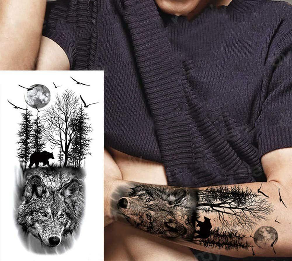 Tatouage Temporaire Réaliste Forest Beast - Noir, éphémère Pour Homme Et Femme